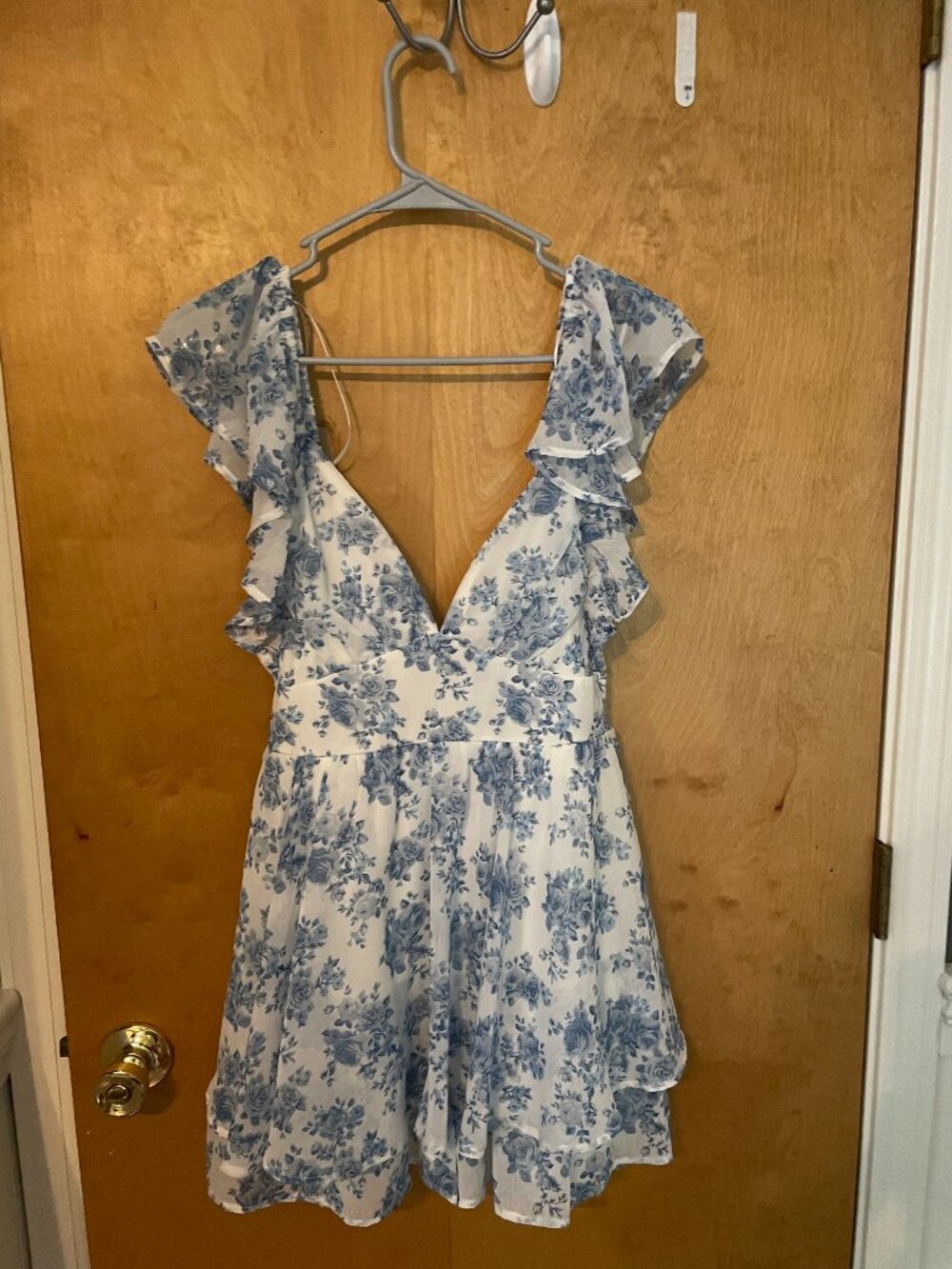 Blue and White Floral Romper